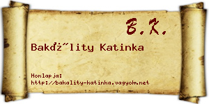 Bakálity Katinka névjegykártya